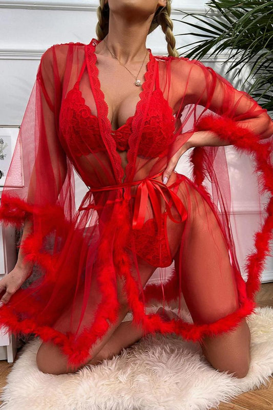 Mesh lingerie robe